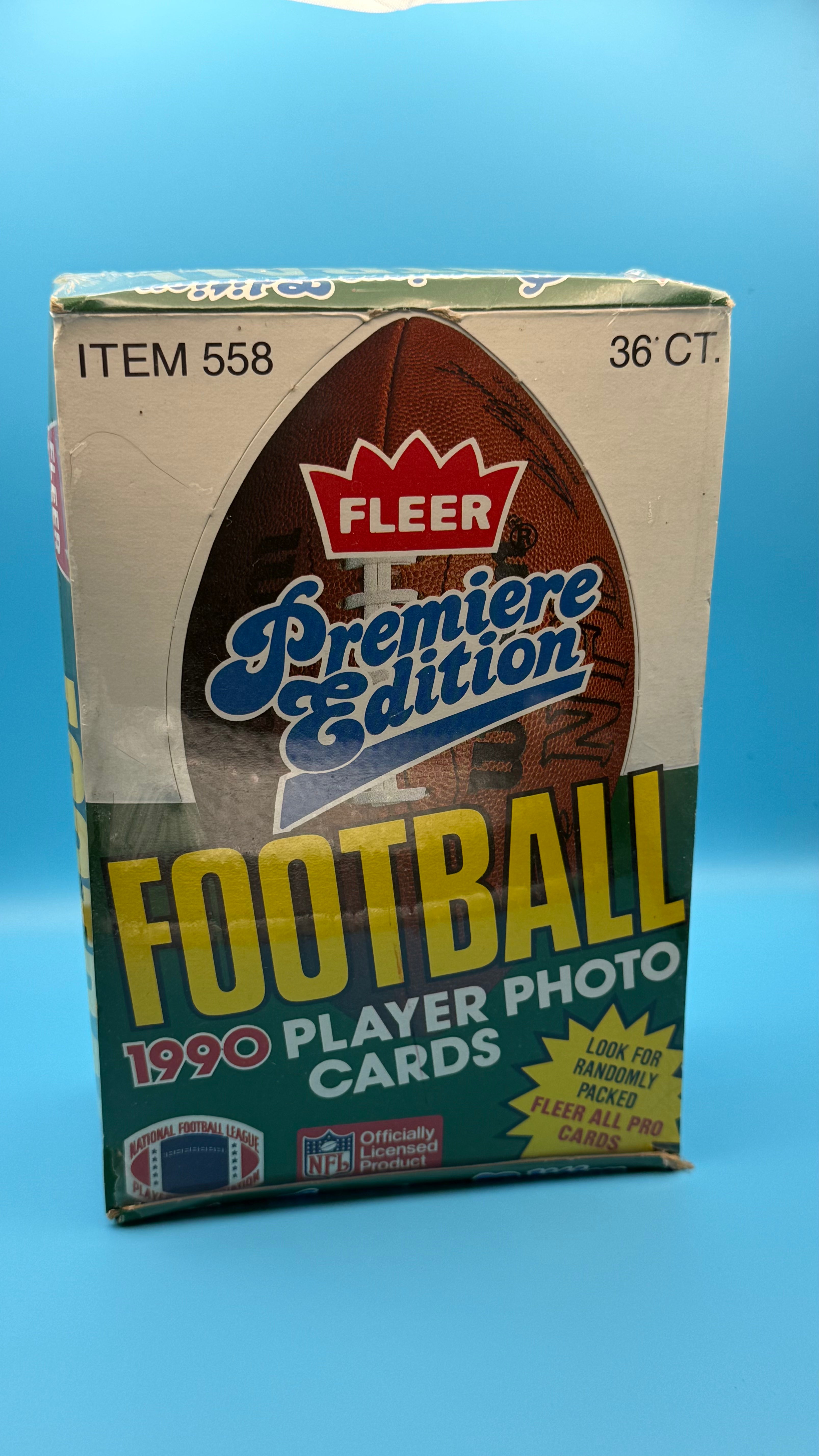 1990 Fleer Premier Edition Football Cards Sealed Box – 36 Unopened Packs